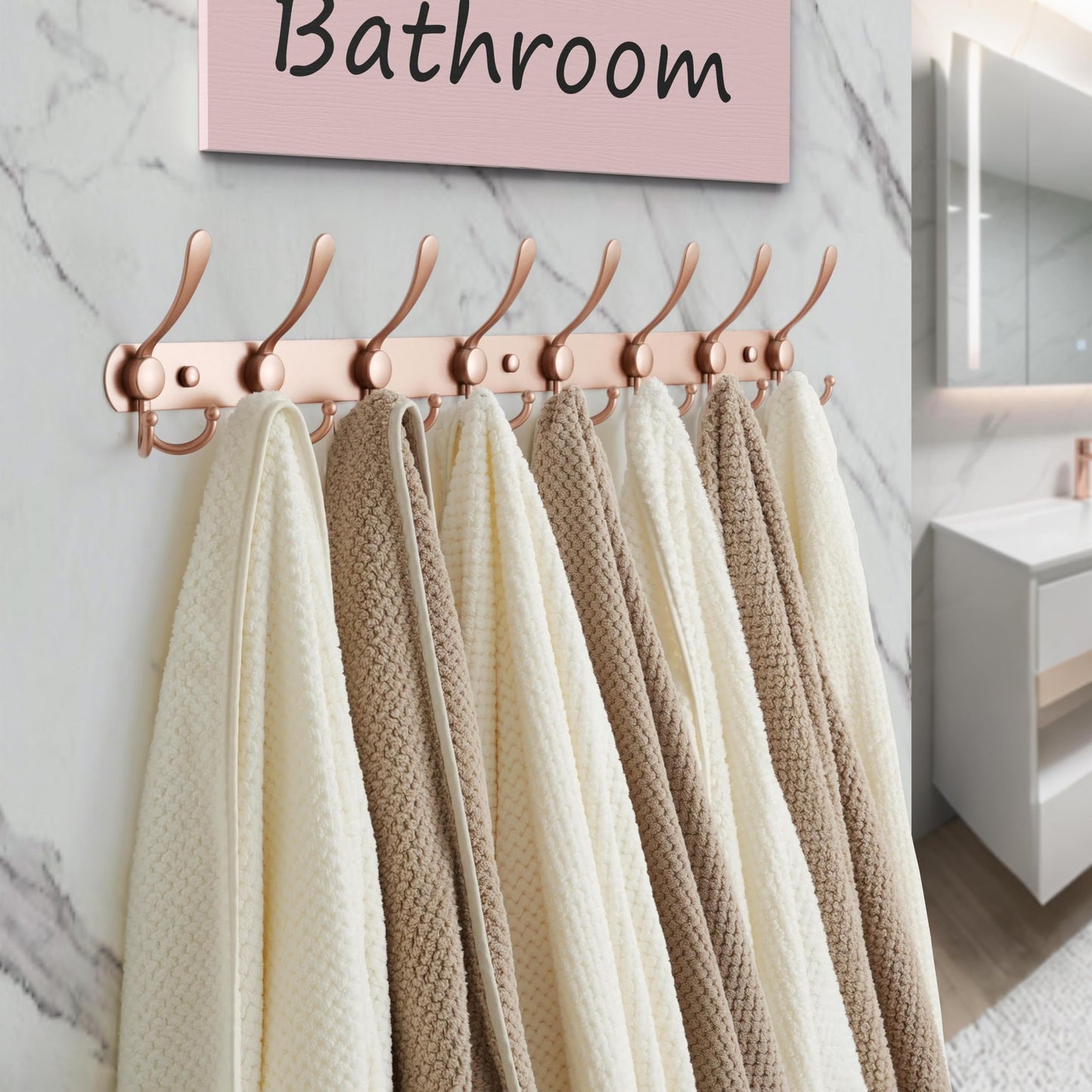 Dseap Coat Rack Wall Mount - 74cm Long 8-Tri-Hooks Heavy Duty Coat Hanger Rail Wall Hooks for Hanging Coats Hats Clothing Clothes Purse Mudroom