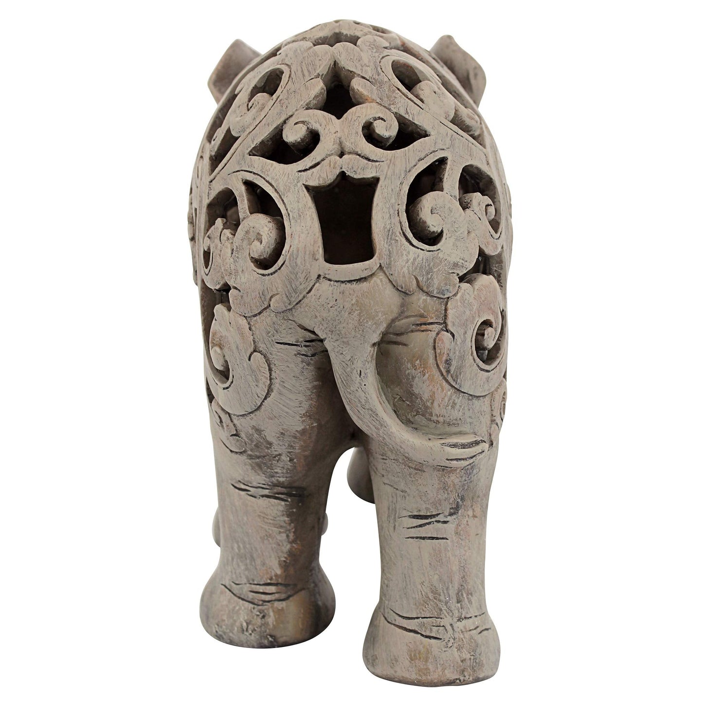 Design Toscano NG32745 Anjan the Elephant Indian Decor Jali Animal Statue, 30.5 cm, Polyresin, Brown Stone