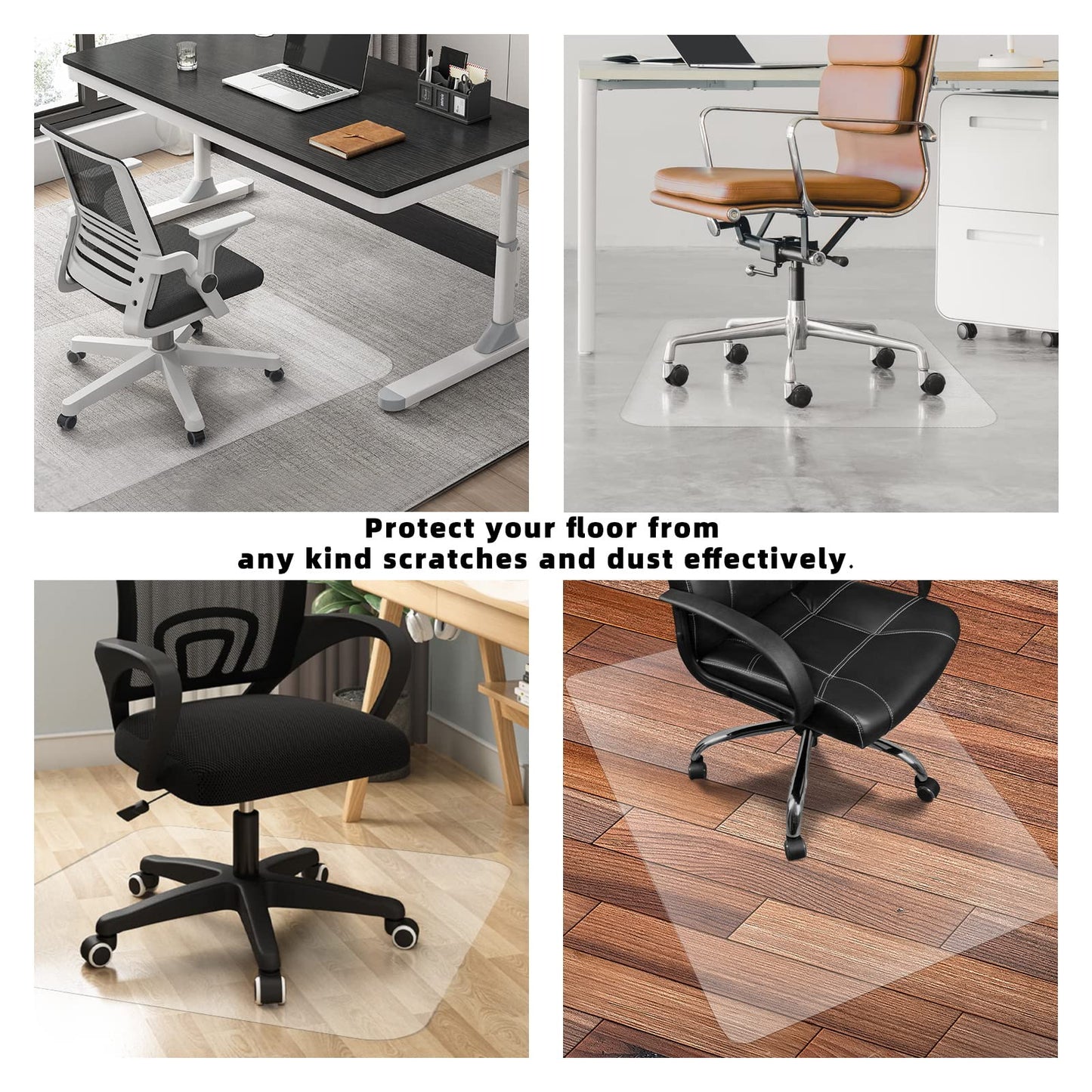 BesWin Office Chair Mat for Hard Floors, 120x150cm Clear PVC Hard Floor Protection Mat, Non-Slip Hardwood Floor Chair Mat