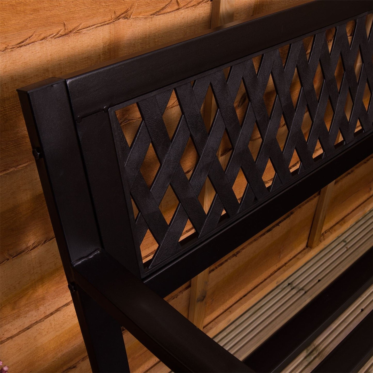 Home Discount Garden Vida Steel Garden Bench, Lattice Style Design 3 Seater Outdoor Furniture Seating Park Patio Seat