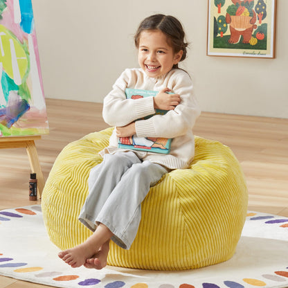 Hobestluk Kids Bean Bag Chair Teardrop Shape with Filling, 2.5FT Yellow