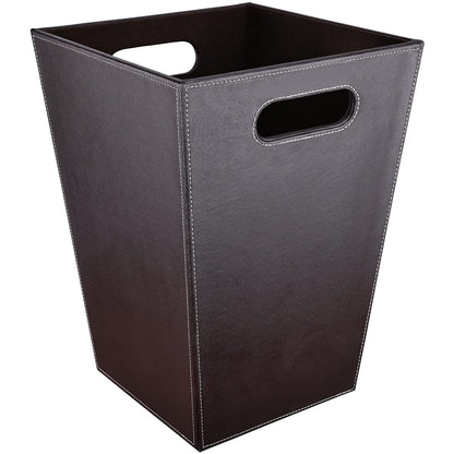 GORESE Office Square Waste Paper Bin Leather Modern Design Waste Paper Bin for Kitchen, Bathroom, Office (Brown)