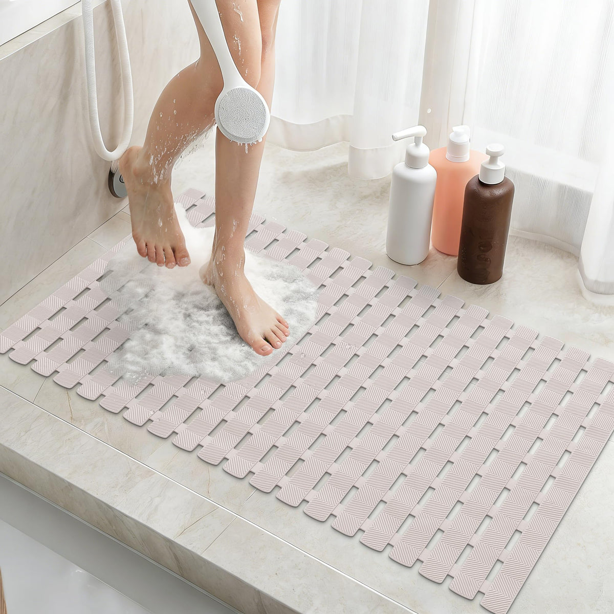 Smiry Shower Bath Mat Non Slip, Quick Drying for Inside Shower, 40 x 70 cm