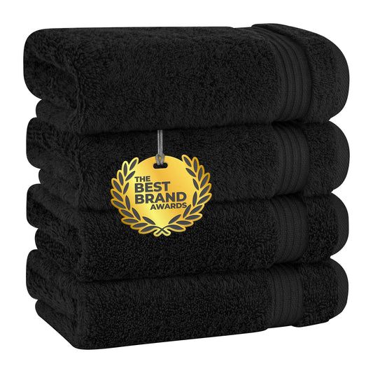 Cotton Paradise Hand Towels for Bathroom, 100% Cotton Turkish 4 Piece Hand Towel Set, Soft Absorbent Face Towels Clearance Set, Black Hand Towels