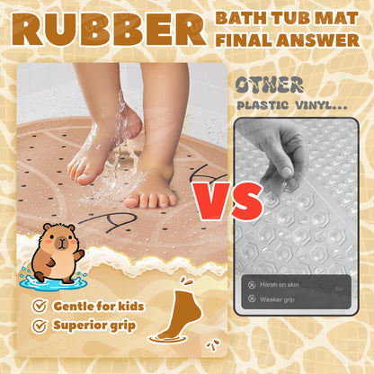 UNEEDE Non Slip Bath Mat Capybara-Shaped 76 x 45 cm Anti Mould