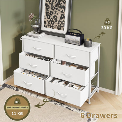 Modern Chest of Drawers 6-Drawer Storage Units Bedroom White(100x30x65cm)