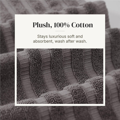 Amrapur Pacific Coast Textiles 6 Pc Yarn Dyed Towel Oxford Ash Grey, 6-Piece