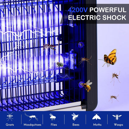 FRAXINUS Fly Zapper Electric, Mosquito Killer Lamp, Electronic Bug Catcher, 4200V High Powered Grids, 20W UV light Trap Flying Insects, wasps, and