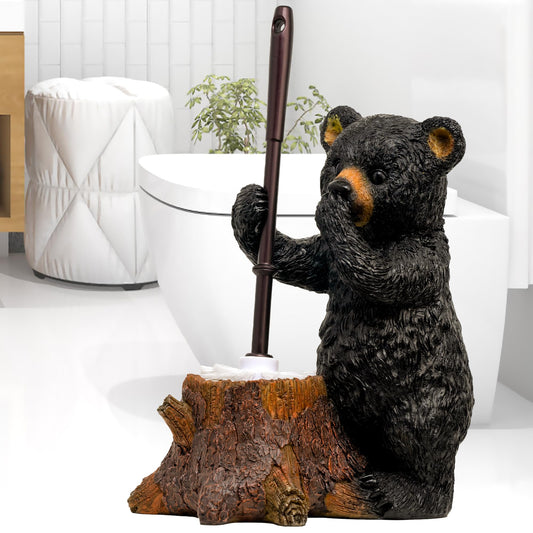 Toilet Brush Holder Set for Bathroom Super Cute Bear Base Solidly Toilet Bowl Brush and Holder Flexible and Durable Style Stylish Toilet Cleaner Brush