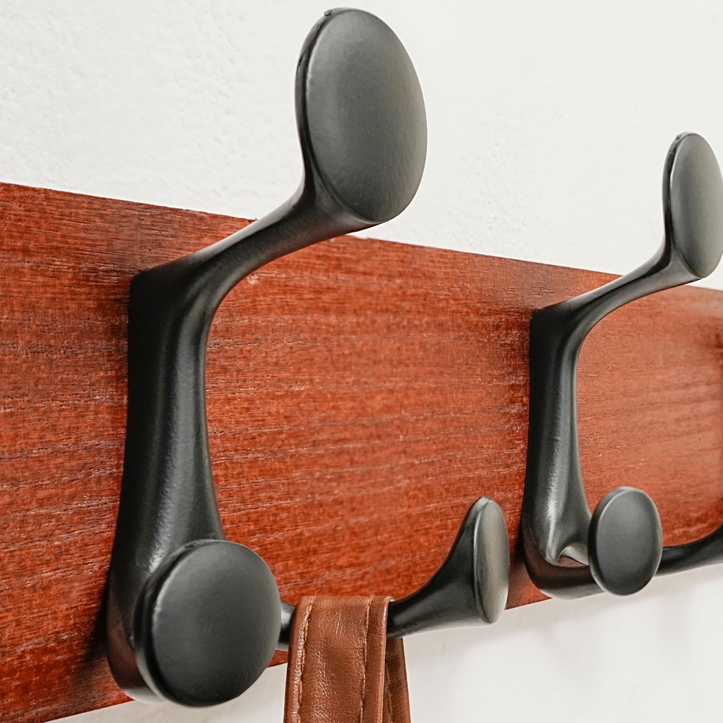 SKOLOO 109 cm Cherry Wood Coat Rack Wall Mount with 8 Triple Hooks - Ideal for Family Entrances, Classrooms, and Pet Supplies Storage