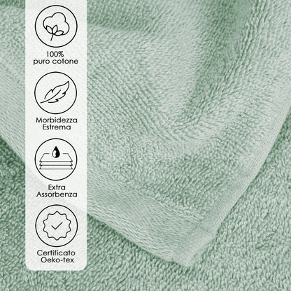 Ruggeri 4 Piece Guest Towel Set, 40x50 cm, Soft Cotton, Sage