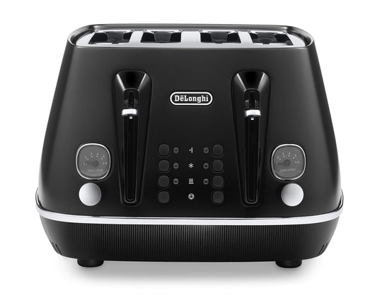 De'Longhi Distinta X CTIN4003.BK Designer 4 Slice Toaster, Variable Browning Control, Reheat/Defrost/Bagel Function -Black
