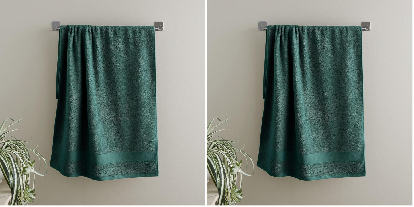 Catherine Lansfield Bathroom Anti Bacterial 500 gsm Soft & Absorbent Cotton Hand Towel Forest Green (Pack of 2)