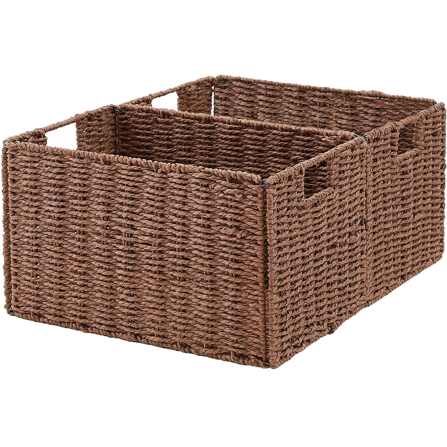 Vagusicc Wicker Storage Basket, Set of 2 Handwoven Storage Baskets for Shelves, Collapsible Storage Box Organiser Shelf Hamper Gift Basket for