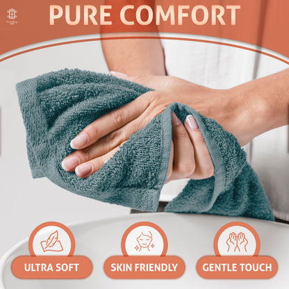 HomeBurg CORE 10-Piece Cotton Washcloths for Bathroom and Kitchen