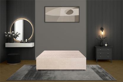 Bed Centre Flexby Divan Bed Base Only with 2 Drawers (Same Side), No Headboard - Available in 3FT, 4FT, 5FT & 6FT (3FT Single, Plush Ivory Fabric)