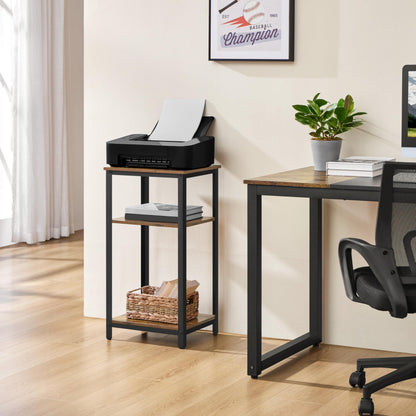 Yaheetech Tall 3-Tier Side Table, Steel Frame, Rustic Brown