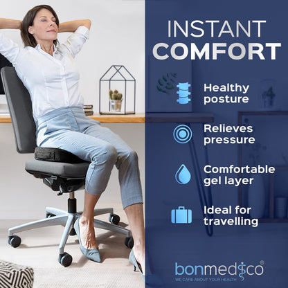 bonmedico Gel Memory Foam Seat Cushion for Office Chair & Car