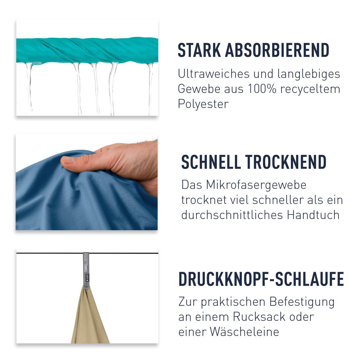 Sea to Summit - Pocket Microfibre Towel S - Hand Towel - Tiny Pack Size - Ultra Absorbent & Quick Dry - Whisper Light - Hang Loop & Case