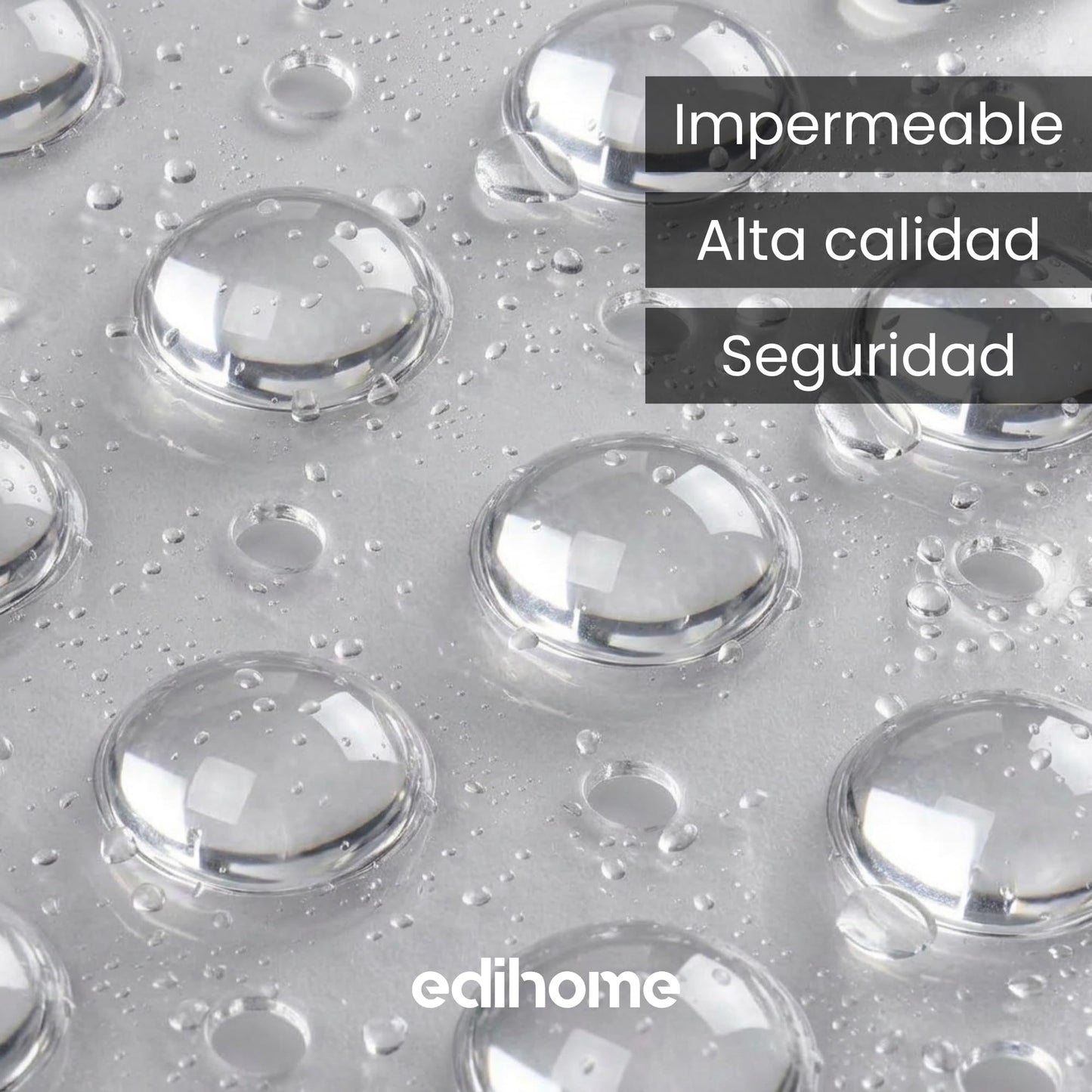 edihome, Non-Slip Bath Mat, 53 x 53 cm, Shower Mat, Shower Mat, Bubbles with Suction Cups, BPA-Free, Antibacterial, Mildew Resistant, Family Safety