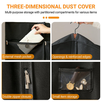3 Pack Suit Bags, 51"Travel Garment Bags, Wrinkle-Free Suit Bag for Men Women, Foldable Dress Cover with 2 Handles for Wardrobes, Blazers, Dresses