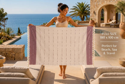WEFLORIA Turkish Peshtemal Towel – 100% Cotton, Lightweight & Quick Dry Beach & Bath Towel, Large Hammam Towel with Tassels, Gift Box Packaging