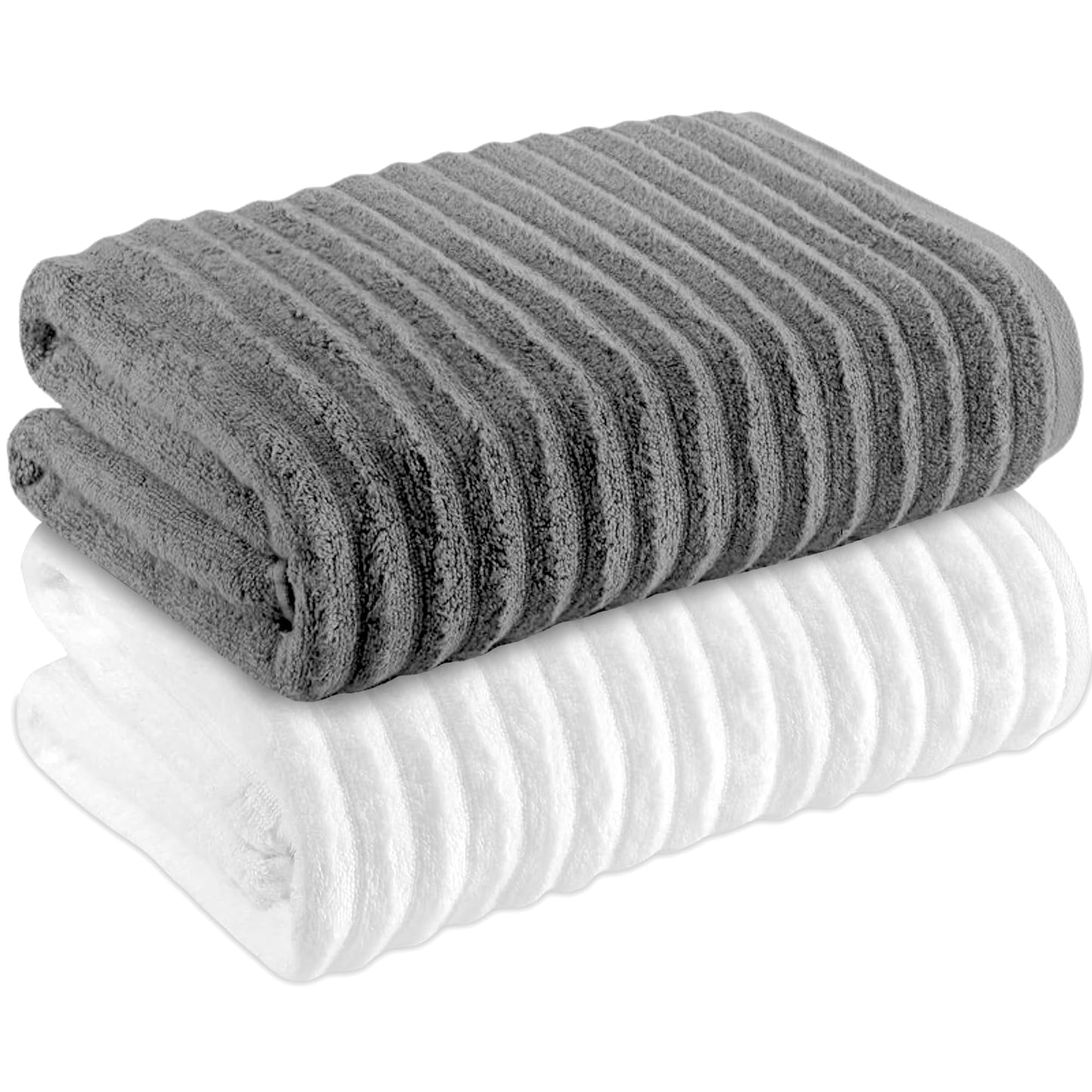 Towelogy? Luxurious Ribbed Bath Sheets Set of 2 | 60% Bamboo & 40% Cotton Blend | Ultra Soft & Absorbent | Large 140 x 90cm | Premium Multi Coloured