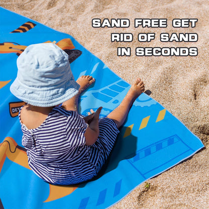 WERNNSAI Truck Microfibre Beach Towel for Kids, 76 x 150cm Bath Towel