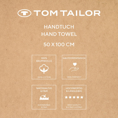 TOM TAILOR Colour BATH TOWEL Orange (Dark Coral) Towel with Hook and Label with Logo 50 x 100 cm 100% Cotton Terry Towel, Pack of 2