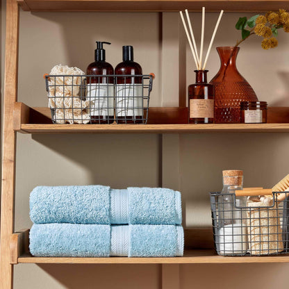 Christy Renaissance 2 Hand Towels Set | Soft Chambray Blue | 100% Egyptian Cotton Pile | Luxuriously Soft and Super Absorbent | 675 GSM