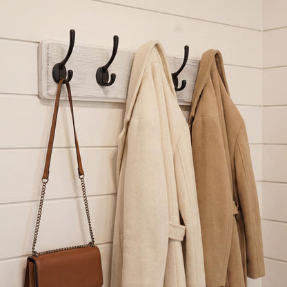 WEBI Coat Rack Wall Mounted,Coat Hooks Wall Mounted,Coat Hanger Wall Wood,5 Hooks for Hanging Coats,Jacket,Clothes,Black on White