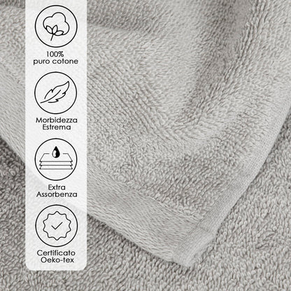 Ruggeri, Set 2 Bath Towels 70x140 cm, Cotton, Grey