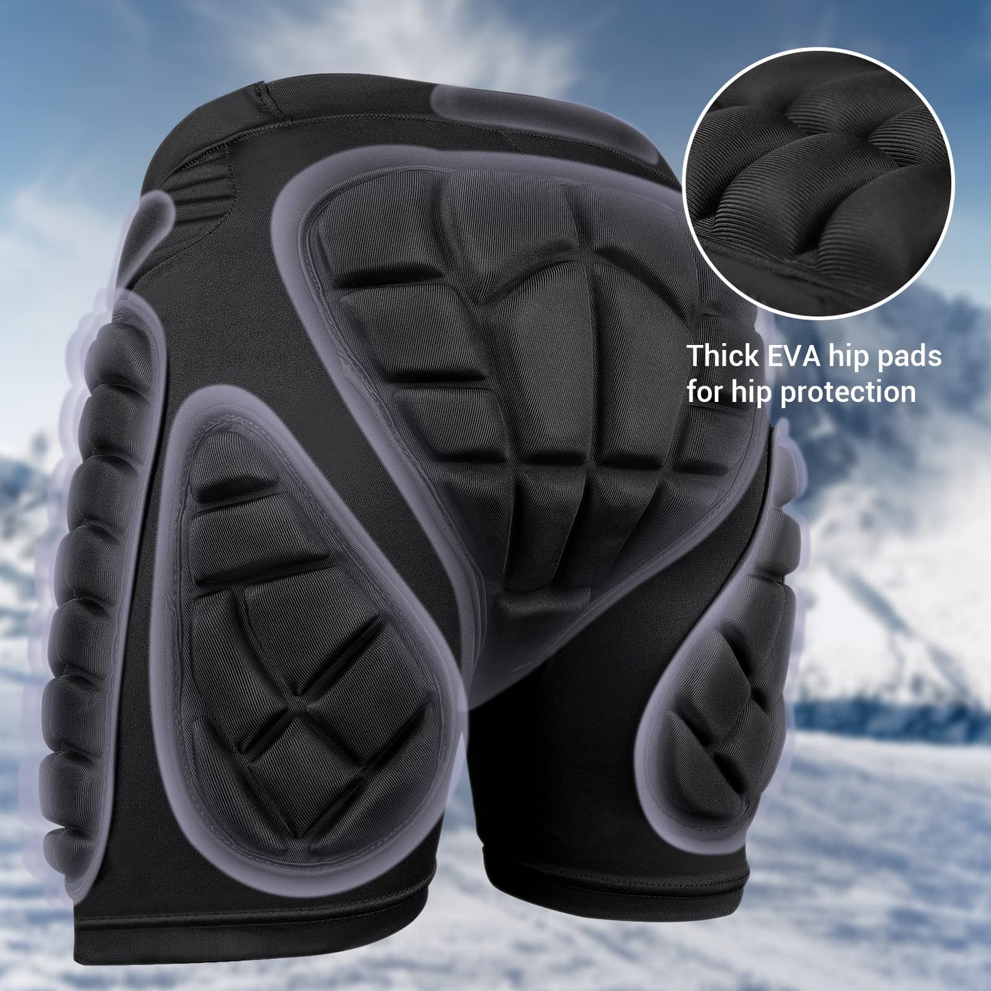 Cienfy 3D Hip Protection Eva Butt Pads Protective Padded Shorts Crash Pad Impact Gear for Skiing Skating Snowboarding Skateboarding (Large)