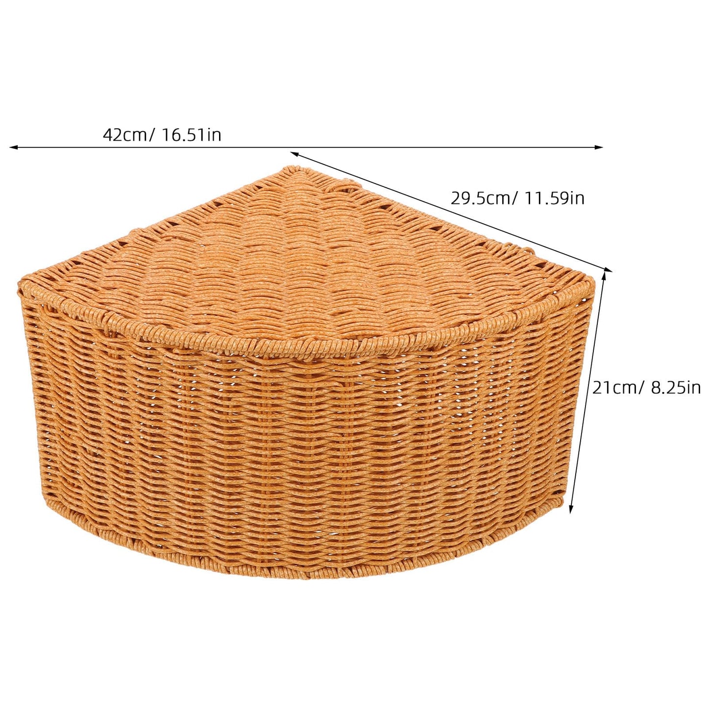 TOYANDONA Triangle Woven Basket Trays: Rustic Style Woven Imitation Rattan Basket With Lid Wardrobe Storage Bin Corner Laundry Hamper For Toys Snacks