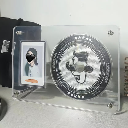 MSLSOZ Photocard Holder - Clear Acrylic CD & Photocard Display Stand, Kpop Card Exhibit Stand for Your Fave, Frame Fits Most 120mm CDs