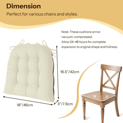 FlyGulls Chair Cushions for Dining Chairs Set of 2 46x42x7.6 cm Beige