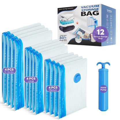 Vacuum Storage Bags- 12Pack 4XL/4L/4M Vacuum Bags for Travel