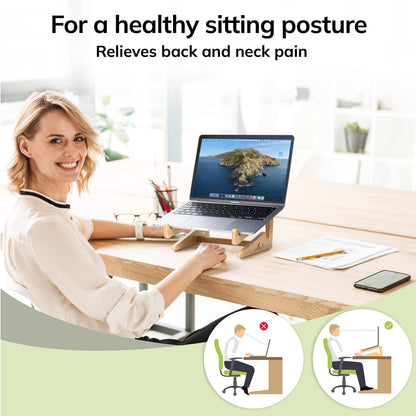 Bamboo Laptop Stand for Desk - Laptop Riser for Desk - MacBook Stand