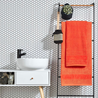 Christy Prism Bath Towel Set | 2 pieces | Vibrant Colours | 100% Turkish Cotton | Super Soft and Fluffy | Quick Dry | Orangeade Orange