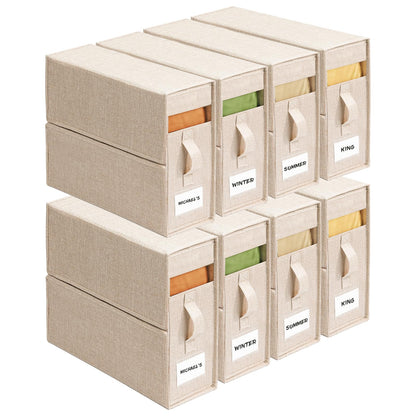 ZenStorage Sheet Organizers and Storage for Linen Closet, 8Pack Beige