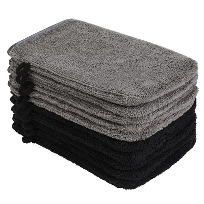 PHOGARY Pack of 10 Microfibre Body Wash Mitts Set, Flannels Soft Face Mitts, Bath SPA Cloth, Reusable Makeup Remover Mitt Gloves, 15x21 cm