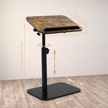comfoyar C Shaped Side Table Adjustable Height, 360° Swivel 180° Flip Bedside Table with Slat for Sofa Bathtub