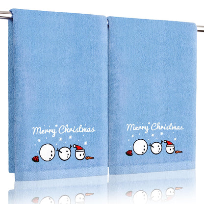 Funny Christmas Snowman Hand Towels for Bathroom Kitchen - 100% Cotton Soft Absorbent Winter Holiday Bath Towels Cute Decor