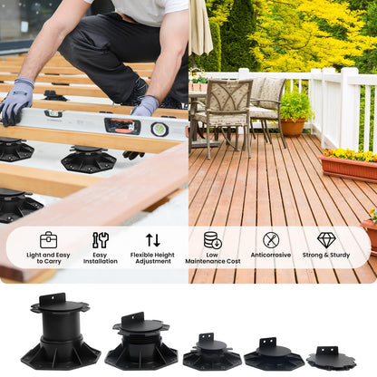 6-Pack Adjustable Decking Pedestals, 60-140 mm Plastic Deck Supports
