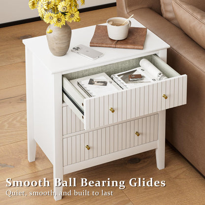 Apetaccat Large Bedside Table Bedroom, 3 Drawer Chest of Drawers, Bedside Cabinet With Metal Handles,for Bedroom Livingroom,Hallway,White