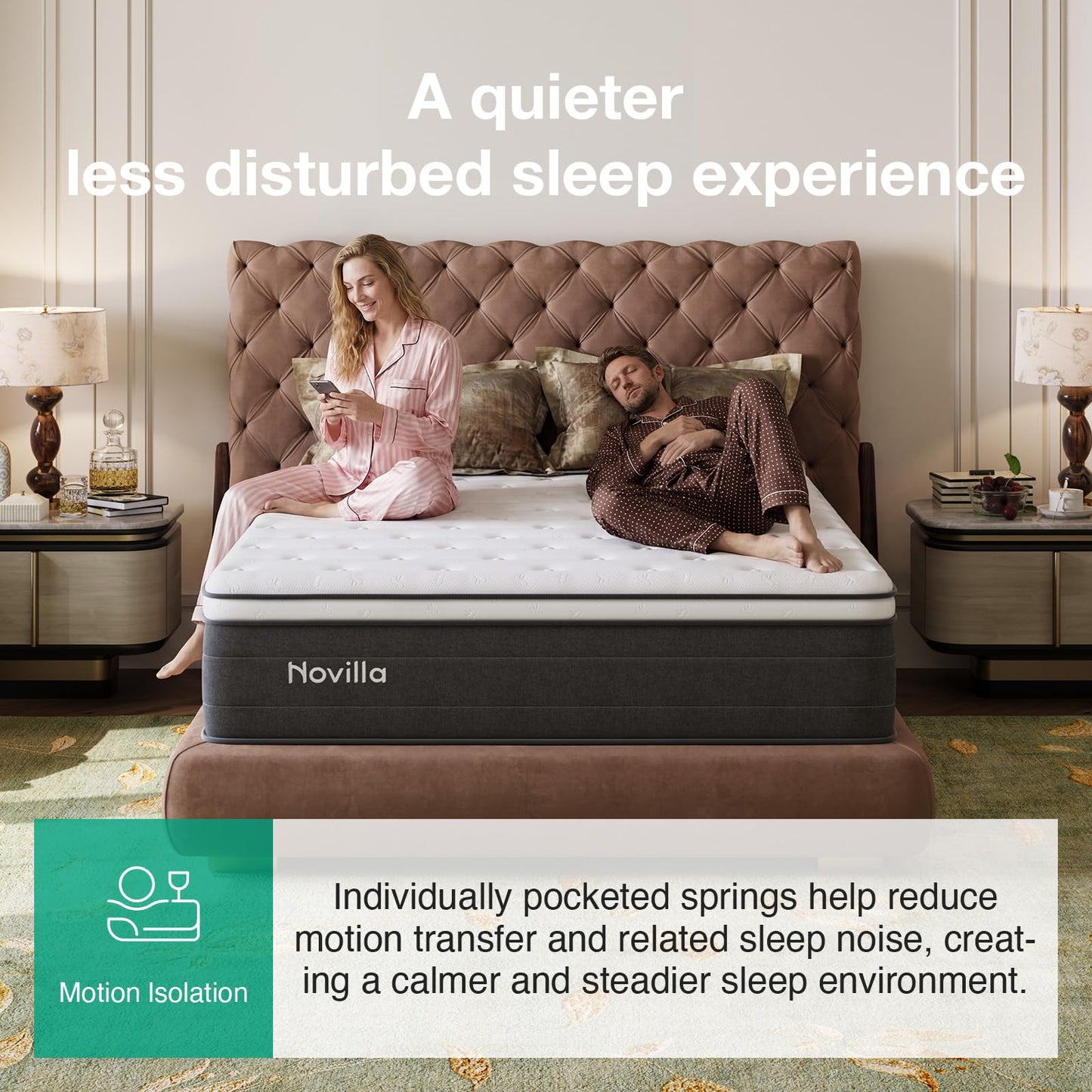 Novilla Small Double Mattress 4FT – 27CM Medium Firm Memory Foam Hybrid Mattress with 7-Zone Pocket Sprung Support, Motion Isolation, Pressure Relief