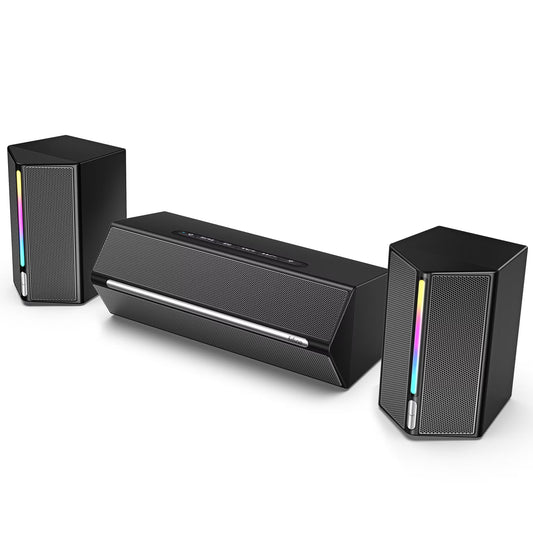 FIFINE Wired Bluetooth Speaker with Subwoofer for PC Laptop Desktop,Computer USB Gaming Speakers with RGB 3.5mm Aux Input Volume Contro for PC