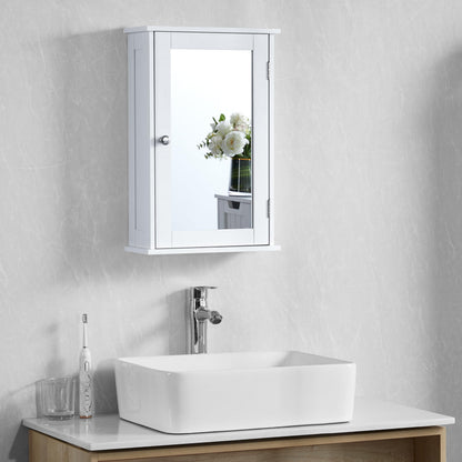 Bath Vida Bathroom Cabinet Single Mirrored Door Wall Mounted, White