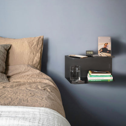 etterr Bedside Table, Side Table, Black Bedside Tables, Bedside Tables, Bedroom Bedside Tables (2 Units, Black, 38 x 20 x 18 cm)