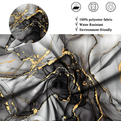 ASDCXZ Black Marble Shower Curtain 180x200 cm, Modern Abstract Art Gray Black Gold Marble Optics Texture Waterproof Bath Curtain Polyester Textile
